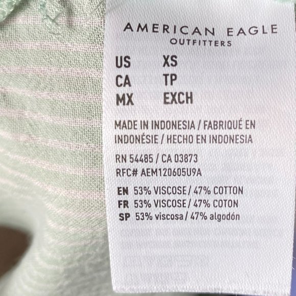American Eagle Lightweight Oversized Mint Green Striped Button Shirt Size XS - Picture 7 of 7